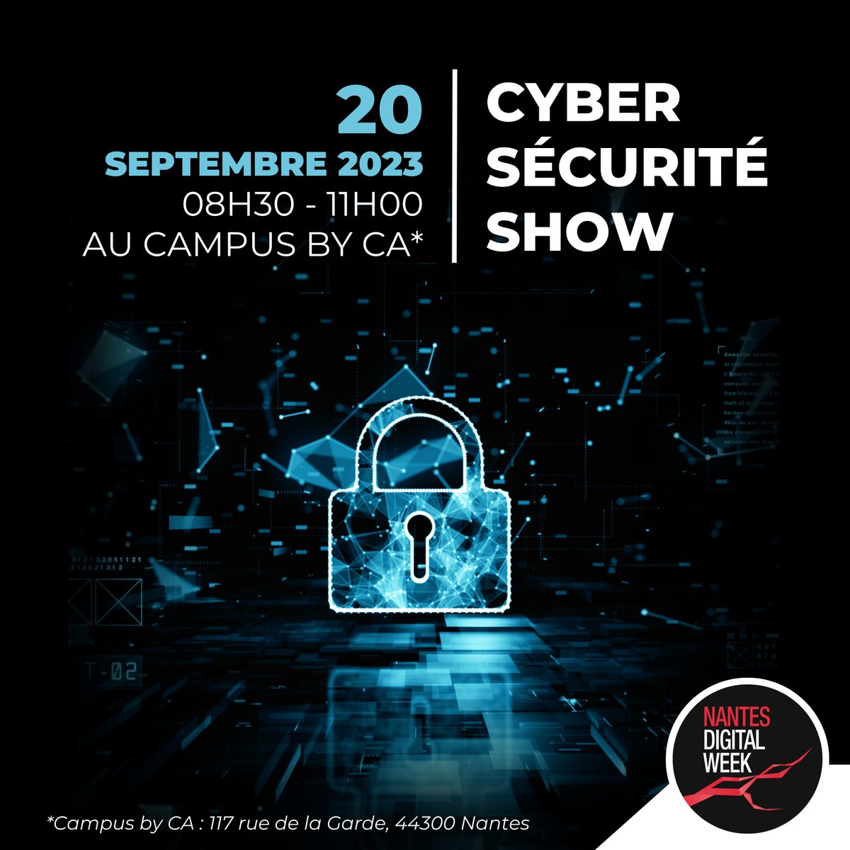 🗓️ J-60 avant la <a href="/NantesDigitalW/">Nantes Digital Week</a>, un événement dédié aux professionnels !
Pour partir en vacances en toute #cybersécurité 😉, inscrivez vous dès maintenant au Cybersécurité Show ⤵️
ca-av.fr/cybershowNDW20…

<a href="/AlainLeCoz/">Alain Le Coz</a> <a href="/CAAtlantVendee/">CA Atlantique Vendée</a> <a href="/cmarPDL/">Chambre de métiers et de l'artisanat Pays de Loire</a> <a href="/AMF__44/">AMF 44</a> <a href="/Gendarmerie_044/">Gendarmerie de Loire -Atlantique</a> @adnouest