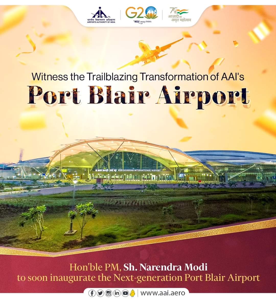 Soon PM #NarendraModiji will inaugurate the new terminal building of #VeerSavarkar  #International #Airport in PortBlair.
VSI Airport is the main airport of the #Andaman & #Nicobar #Islands of #India. 
@PMOIndia @airnews_pb @Andaman_Admin @MediaRN_ANI @aaipblairport @AAI_Official