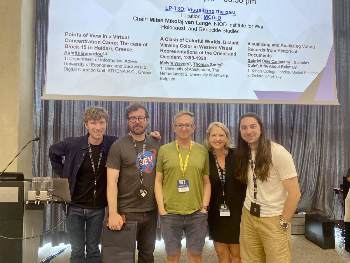 Toma Tasovac (@ttasovac) on Twitter photo Our Humanistic NLP dream team from left to right: <a href="/davidlassner/">davidlassner</a> @apjanco, moi, Natasha Ermolaev (locked out of Twitter — apparently “a long story” 😀) & <a href="/thatbudakguy/">Nick Budak</a>. We loved presenting our <a href="/DARIAHeu/">DARIAH-EU | @dariaheu.bsky.social</a> + <a href="/PrincetonDH/">The Center for Digital Humanities at Princeton</a> collab at the #DH2023 Language Models sessions earlier today. Our Humanistic NLP dream team from left to right: <a href="/davidlassner/">davidlassner</a> @apjanco, moi, Natasha Ermolaev (locked out of Twitter — apparently “a long story” 😀) & <a href="/thatbudakguy/">Nick Budak</a>. We loved presenting our <a href="/DARIAHeu/">DARIAH-EU | @dariaheu.bsky.social</a> + <a href="/PrincetonDH/">The Center for Digital Humanities at Princeton</a> collab at the #DH2023 Language Models sessions earlier today.