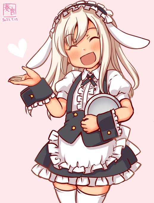「いらっしゃいませー♪
 あっちの席が空いてますって!」

#艦これ版真剣お絵描き60分一本勝負_20230713
呂500 