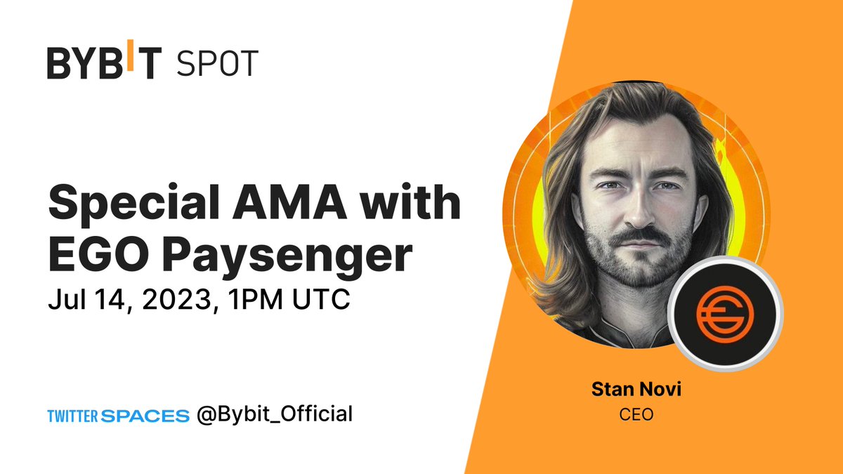 📢 #Bybit Twitter Space with <a href="/Ego_Paysenger/">EGO</a>!

How $EGO token and Paysenger improve creator economy and what AI will change in Web3?

🗓 July 14, 1PM UTC 

Set your reminder here: bit.ly/EGOTSAMA
Submit your question here: bit.ly/BybitEGO

#TheCryptoArk