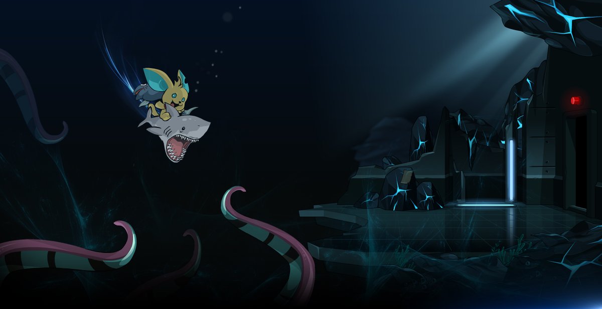 Join the AQWorlds team and your fellow heroes tomorrow for National Shark Day! While Twig and his toothy new fwiend hunt EXTRA-FRESH sushi, you'll need to battle through the Abyssal Zone to collect a flood of FIN-tastic new reward gear as we return to our Voice in the Sea Saga.