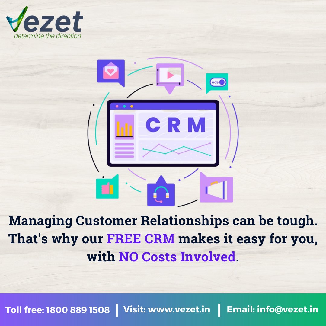 Simplify Customer Relationship Management with Our 𝗙𝗥𝗘𝗘 𝗖𝗥𝗠 Solution. Say Goodbye to Costs and Hello to Easy Management.🤝💼✨

𝗧𝗼𝗹𝗹 𝗙𝗿𝗲𝗲 - 1800 889 1508

#CRM #CustomerRelationships #FreeCRM #SimplifyManagement #NoCosts