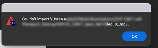 ferretface's tweet photo. @adobeanimate @Adobe @shuklaaj @csmohanaraj 
Suddenly, I can't import WAVs or MP3s into my Animate project. Can you please answer once and for all the exact specifications on the file format it likes? I'm sick of Animate not liking my audio files for some mysterious reason. https://t.co/Y6VgKIC2Nw