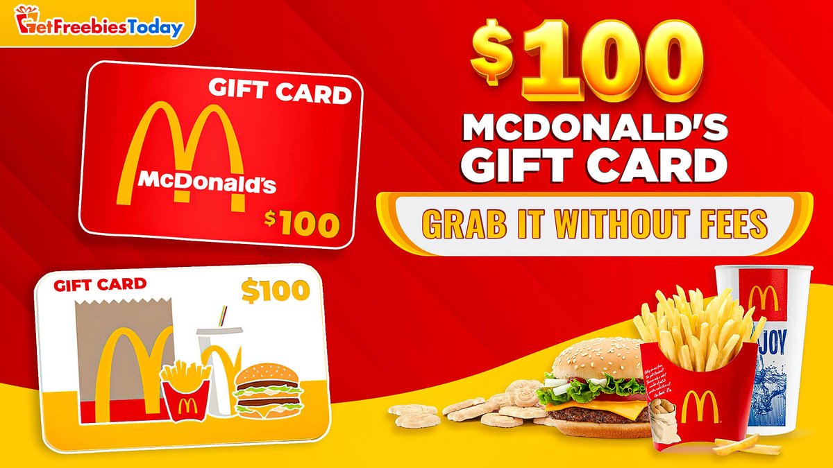 matchmastersus's tweet photo. Hey, Match Masters Players. Today's McDonalds giveaways $100 gift card. US Only 🇺🇸. 
#Retweet a post to your friends. 
✅️ Collect Now: https://t.co/sq3z81oyNp
Comment ( Thanks ).
#thursdayvibes #thursdaymorning #ThursdayThoughts #GoodThursday #Maybelline #HappyFridayEve https://t.co/P9znSbDUI8