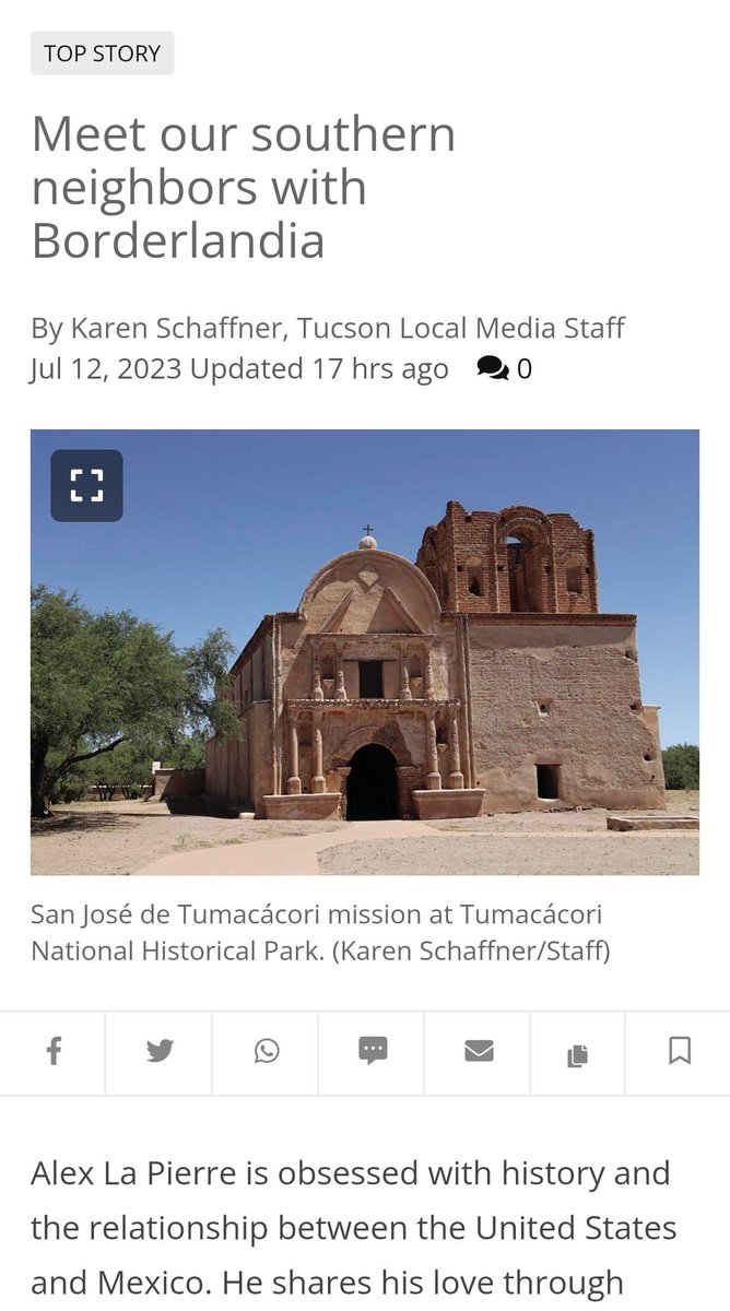 📰 #Borderlandia in the #press!
✅️ Check out our feature in the Tucson Weekly here: tucsonlocalmedia.com/explorernews/f…

#Border #Borderlands  #Tumacacori #Tubac #Tucson #Nogales #HeritageTourism #CitizenDiplomacy #Binational #Heritage #Culture #Travel #Arizona #Sonora #Mexico
