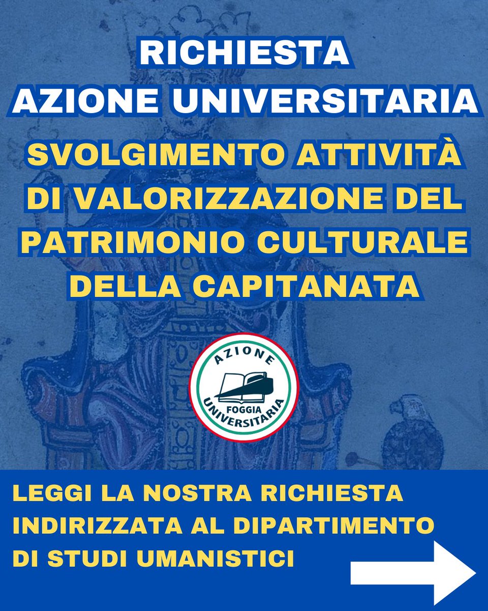 catalano_'s tweet photo. 𝐑𝐈𝐂𝐇𝐈𝐄𝐒𝐓𝐀 𝐀𝐙𝐈𝐎𝐍𝐄 𝐔𝐍𝐈𝐕𝐄𝐑𝐒𝐈𝐓𝐀𝐑𝐈𝐀: 𝐒𝐕𝐎𝐋𝐆𝐈𝐌𝐄𝐍𝐓𝐎 𝐀𝐓𝐓𝐈𝐕𝐈𝐓À 𝐃𝐈 𝐕𝐀𝐋𝐎𝐑𝐈𝐙𝐙𝐀𝐙𝐈𝐎𝐍𝐄 𝐃𝐄𝐋 𝐏𝐀𝐓𝐑𝐈𝐌𝐎𝐍𝐈𝐎 𝐂𝐔𝐋𝐓𝐔𝐑𝐀𝐋𝐄 𝐃𝐄𝐋𝐋𝐀 𝐂𝐀𝐏𝐈𝐓𝐀𝐍𝐀𝐓𝐀
#AzioneUniversitaria #Unifg #patrimonioculturale #capitanata https://t.co/ep5xS6vV7g