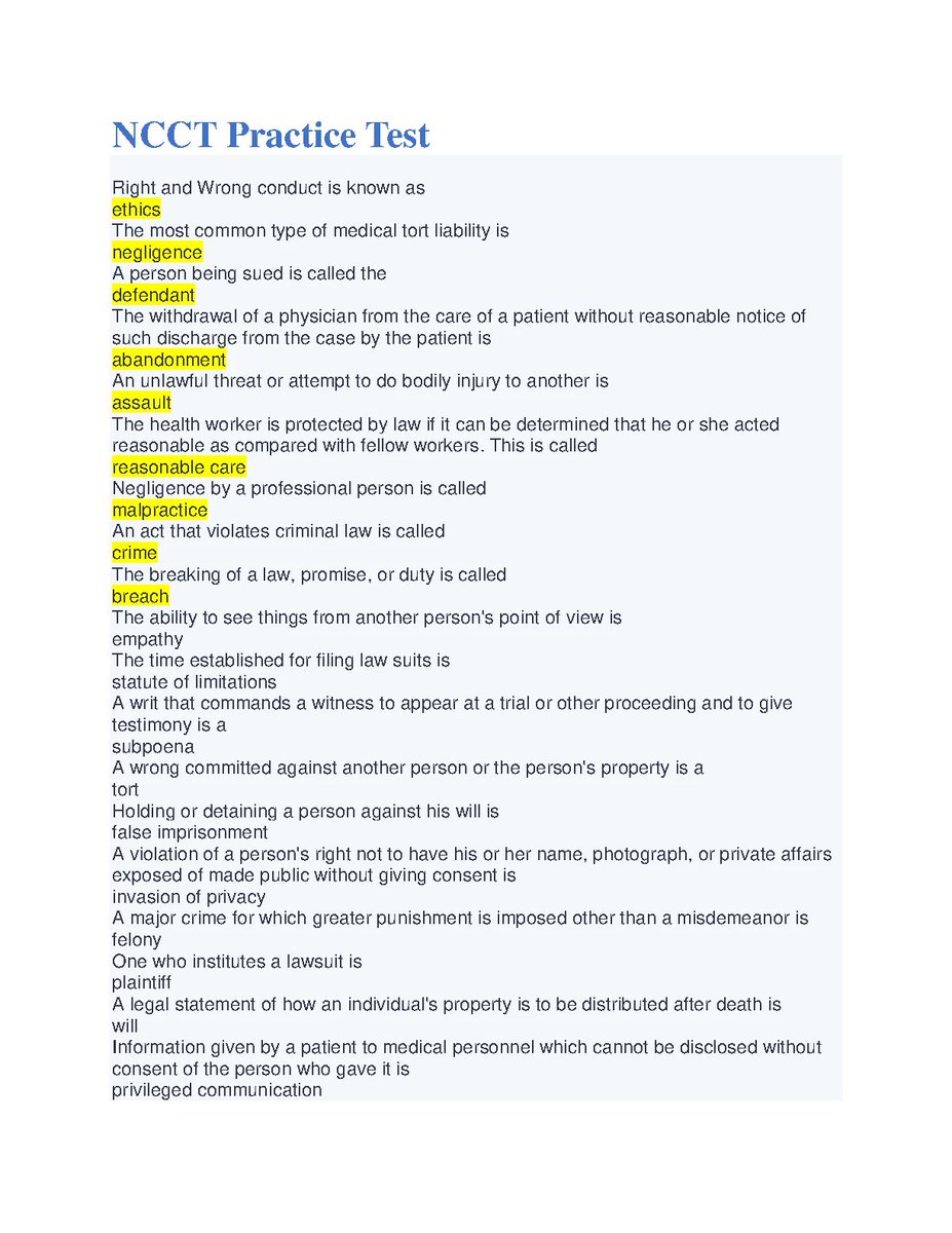EllamSherry's tweet image. NCCT Practice Test. QUESTIONS AND ANSWERS. RATED A+
#NCCT #practicetest #questionsandanswers #fliwy
fliwy.com/item/373437/nc…