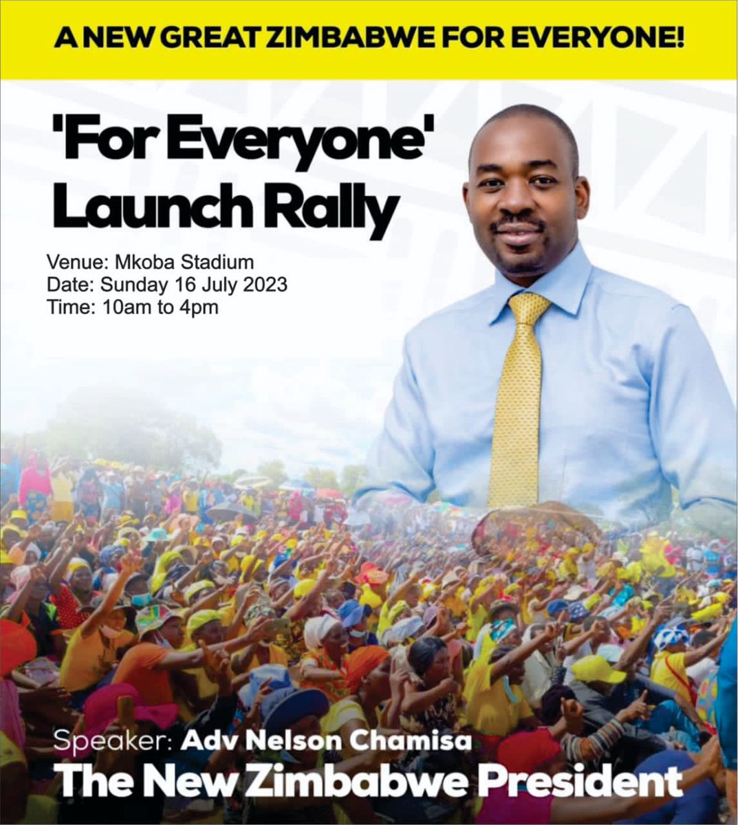 LeaderGeneral1's tweet photo. Yours truly @LeaderGeneralWezaka1 will be in Gweru, Mkoba Stadium is the place to be this coming Sunday. #ForEveryone with the #PresidentForEveryone President @nelsonchamisa . See you there https://t.co/8X5WCdF77B