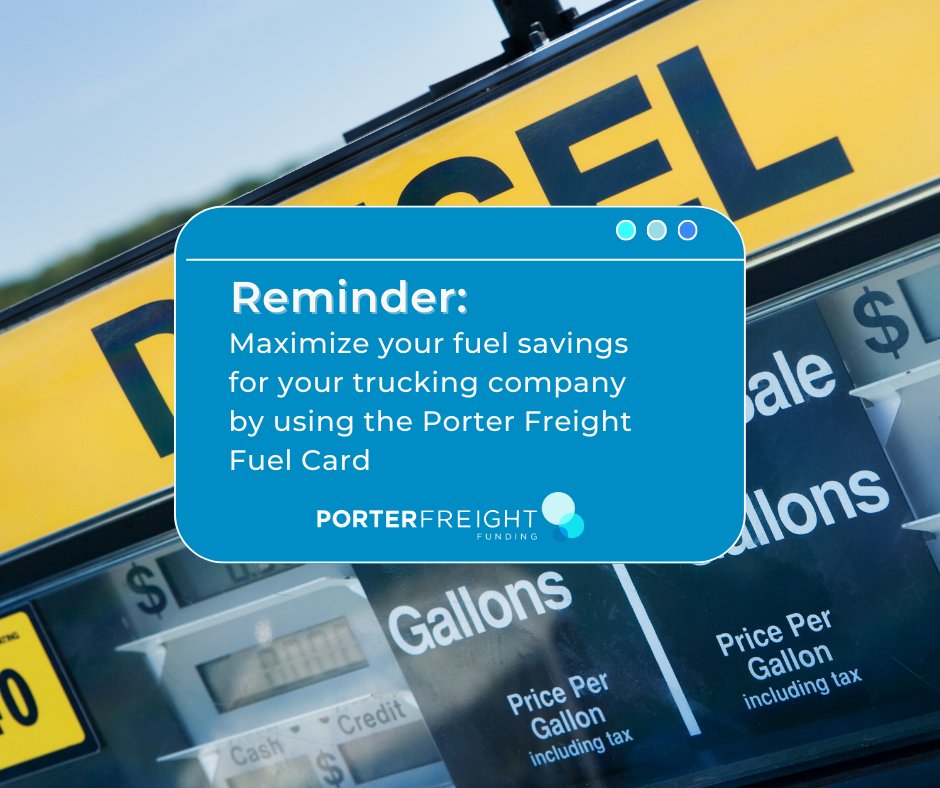 Porter_Freight's tweet photo. Rev up your savings game with Porter Freight Fuel Card! 🚛💰Get exclusive discounts on fuel purchases and take control of your expenses on the road. Click the link and start saving big time: https://t.co/SiufCiL2M3
 🙌 #PorterFreightFuelCard #FuelSavings #SmartSpending https://t.co/PESQxoOpJ9