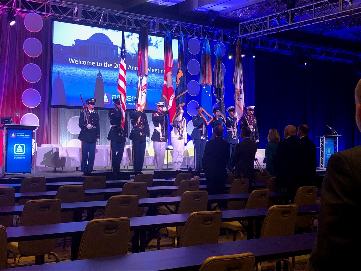 OrthoToday's tweet image. Color Guard presentation opens up #AOSSM2023 in Washington DC.