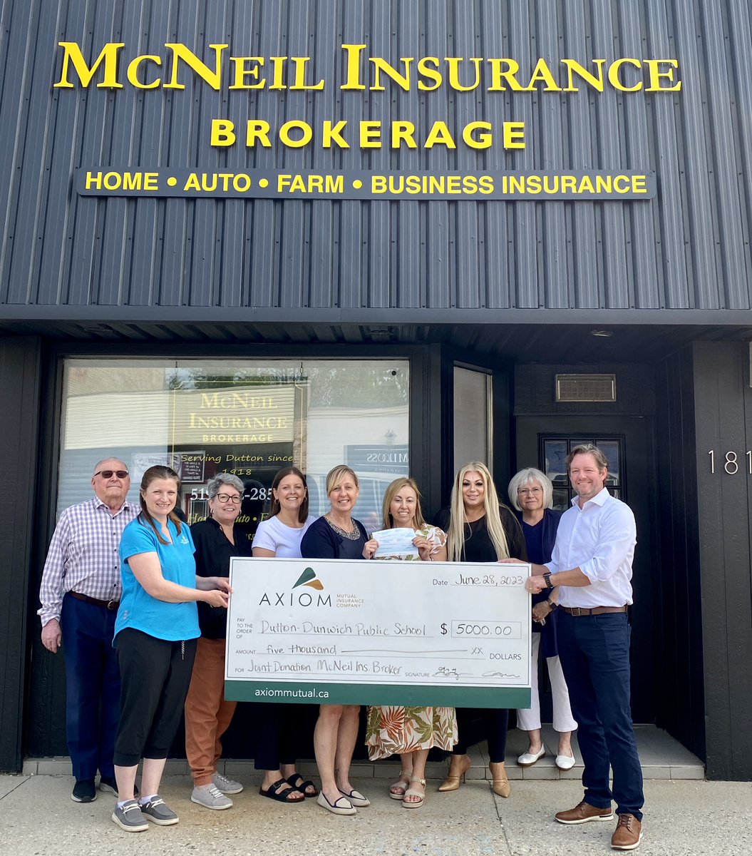 For this #tbt post we want to feature a recent shared donation made with one our brokers McNeil Ins Brokerage. 

Our $5000 joint donation is going towards the new playground being installed at the Dutton-Dunwich Public School! 

#mutualinsurance #givingback #communitydonations