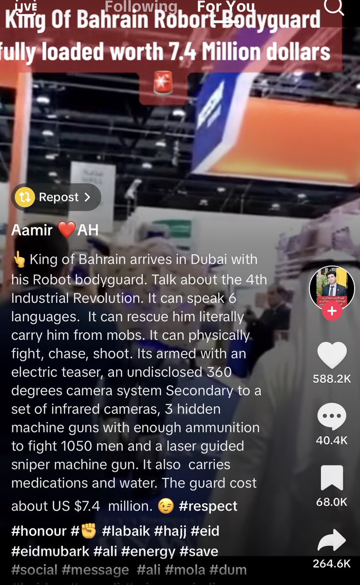 GlenGilmore's tweet image. 👑 King of Bahrain, followed by his Robo bodyguard! 😳🤖 

Read the specs in the photo. 🤯  

TY humoortum #Robots #roboticsainews #IoT #AI #Robotics #FutureOfWork #5G #MWC23 cc @CurieuxExplorer @Hana_ElSayyed @AlbertoEMachado