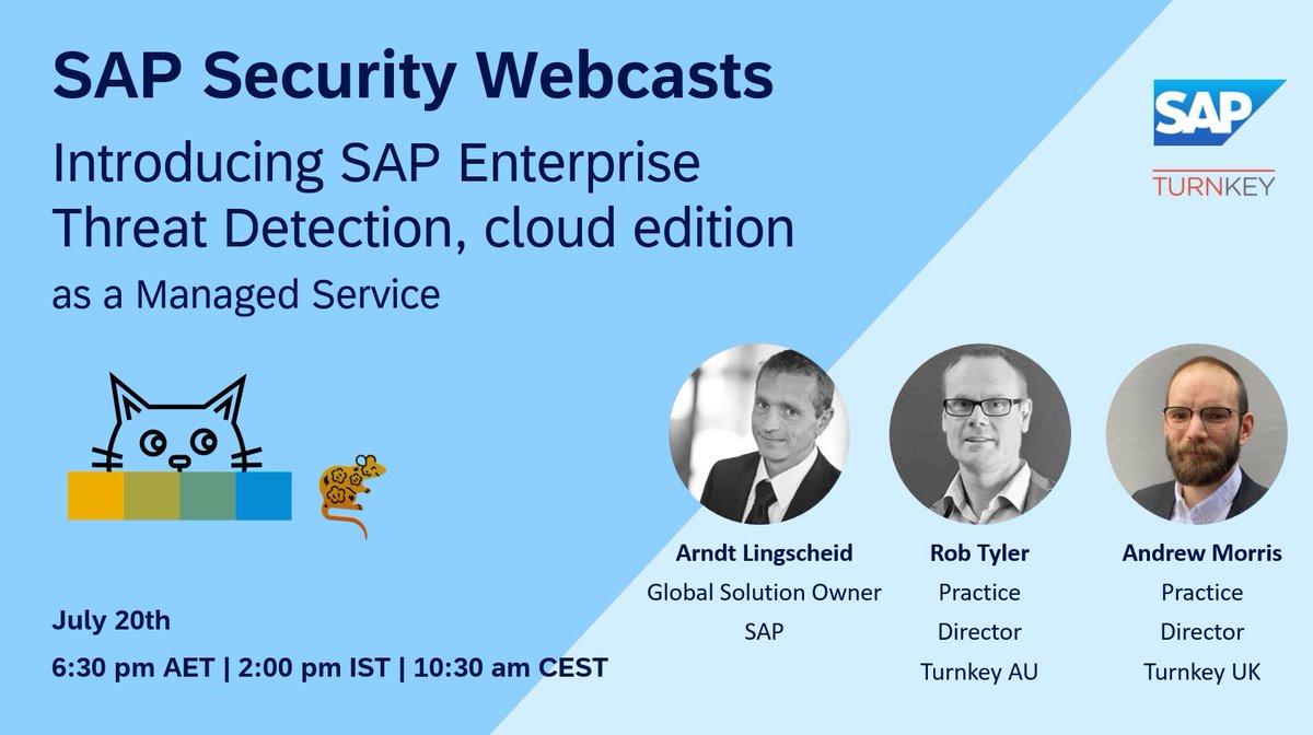 Join an interactive webcast where SAP and Turnkey experts delve into the cutting-edge features of SAP Enterprise Threat Detection (ETD), cloud edition. 
Hear about the benefits, customer experiences, and a live demo. imsap.co/6011P3r6N

#SAPFinance #cybersecurity