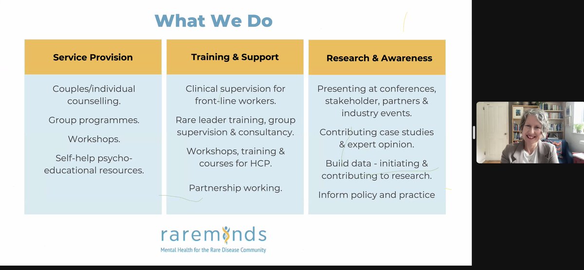 Our CEO <a href="/KymFWinter/">Kym Winter</a> is currently talking at the <a href="/eurordis/">EURORDIS-Rare Diseases Europe</a> workshop about the work of @Rareminds, and how #mentalhealth is the missing puzzle piece for #raredisease care. #RareMindsMatter