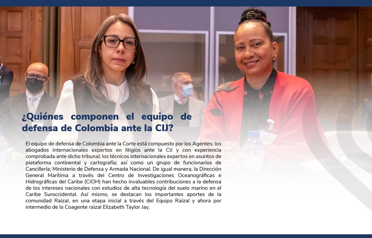 CancilleriaCol's tweet photo. #AEstaHora | El equipo de defensa de #ColombiaEnLaHaya🇨🇴 asiste a la lectura de la sentencia de la Corte Internacional de Justicia sobre el caso de la delimitación de la plataforma continental entre Nicaragua y Colombia más allá de 200 millas marinas. https://t.co/GLDRi1DAGu