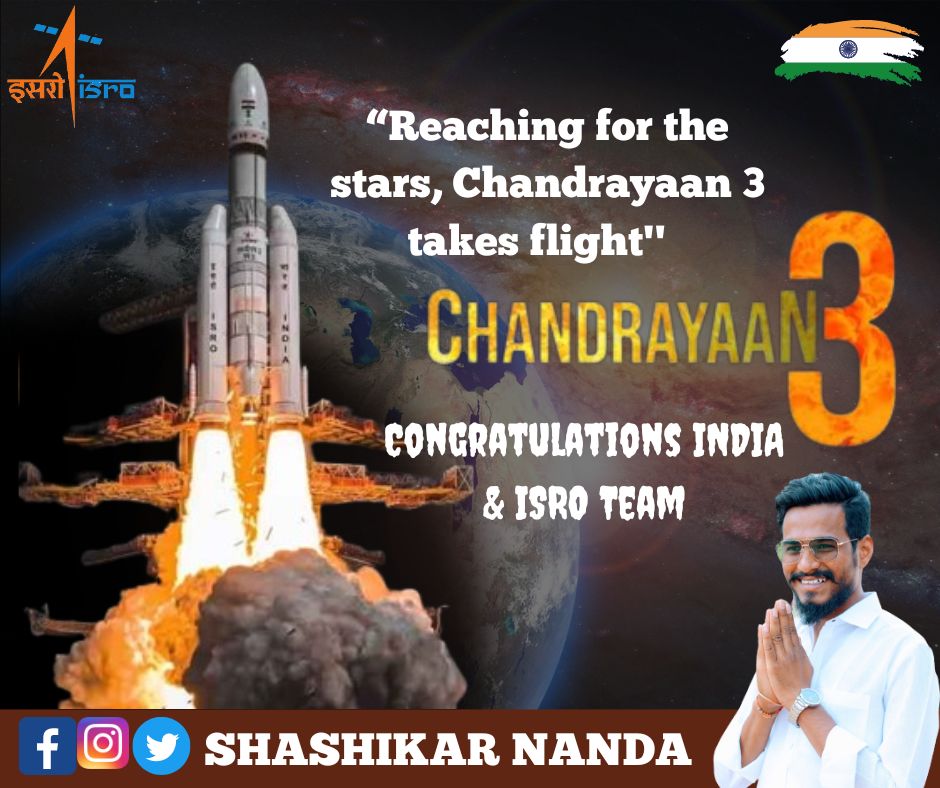 ShashikarNanda's tweet photo. Congratulations INDIA 🇮🇳
One day to go for CHANDRAYAN 3 launch!! 
Best wishes and prayers 🙏
We are proud of you ISRO - Indian Space Research Organisation team. 

#IssBaarJeetHumari
#Chandrayaan3 #chandrayaan #ISRO #isromissions #india https://t.co/obSMHGz1oF