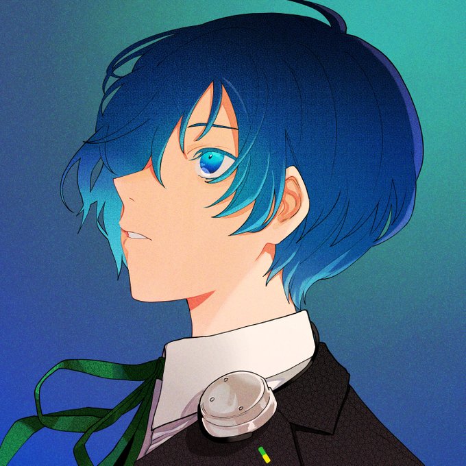 「blue hair wing collar」 illustration images(Latest)