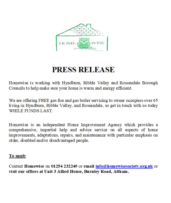 Homewise_'s tweet photo. Funding is still available for over 65's throughout Hyndburn, Ribble Valley, and Rossendale
Please contact our office on 01254 232249 if you would benefit from this.
#Hyndburn #Rossendale #RibbleValley #Gassafetycheck #Free #Keepwarm https://t.co/qFLeeZQvHX