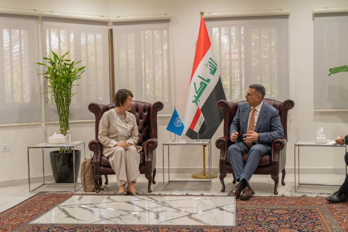 undpiniraq's tweet photo. Paving the way for a bright future in #Basra through collaboration and shared goals 🌍🤝

Ms. Asako Okai, UNDP Crisis Bureau Director, meets with Mr. Assad Al-Eidani, Governor of Basra, to address development challenges in Basra, and foster a mutual partnership. https://t.co/20mLWeRb07