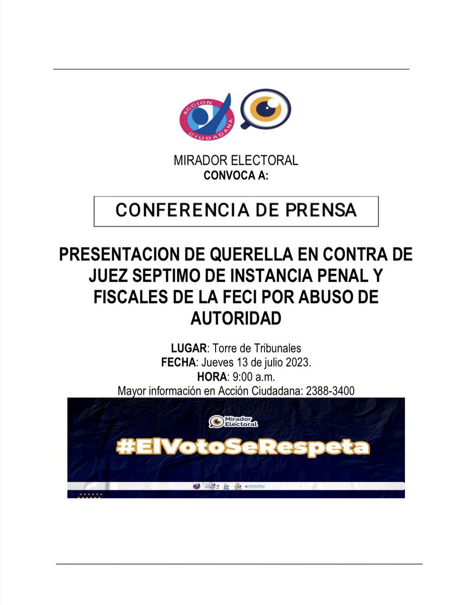 jmaldonador's tweet photo. Las primeras acciones contra Fredy Orellana y Rafael Curruchiche por supuestos delitos empiezan a presentarse #GUATEVOTA2023 #ElVotoSeRespeta https://t.co/WVzBzZ1KOz