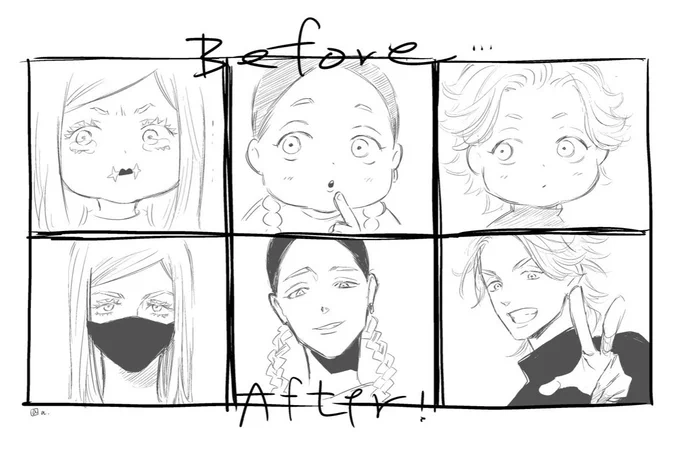 ちびっ子ばっかり描いてると大きくなった彼らとの比較みたいなのを描きたくなるんだけど、やっぱり蘭はただ者じゃないなと思いました。蘭って何でグレたんでしょうね