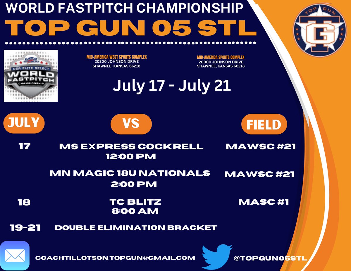 Lorin Boutté (@boutte_lorin) on Twitter photo Looking forward to competing at the World Fastpitch Championship in Kansas City!
<a href="/TopGun05STL/">Top Gun 05 STL</a> <a href="/topgunfastpitch/">Top Gun Fastpitch</a> Looking forward to competing at the World Fastpitch Championship in Kansas City!
<a href="/TopGun05STL/">Top Gun 05 STL</a> <a href="/topgunfastpitch/">Top Gun Fastpitch</a>
