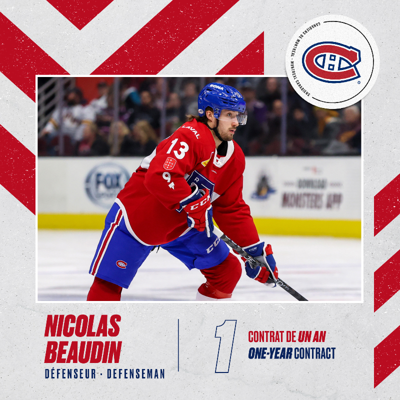 CanadiensMTL's tweet photo. The Canadiens have agreed to terms on two-way contracts for defenseman Nicolas Beaudin and forward Lucas Condotta.

#GoHabsGo