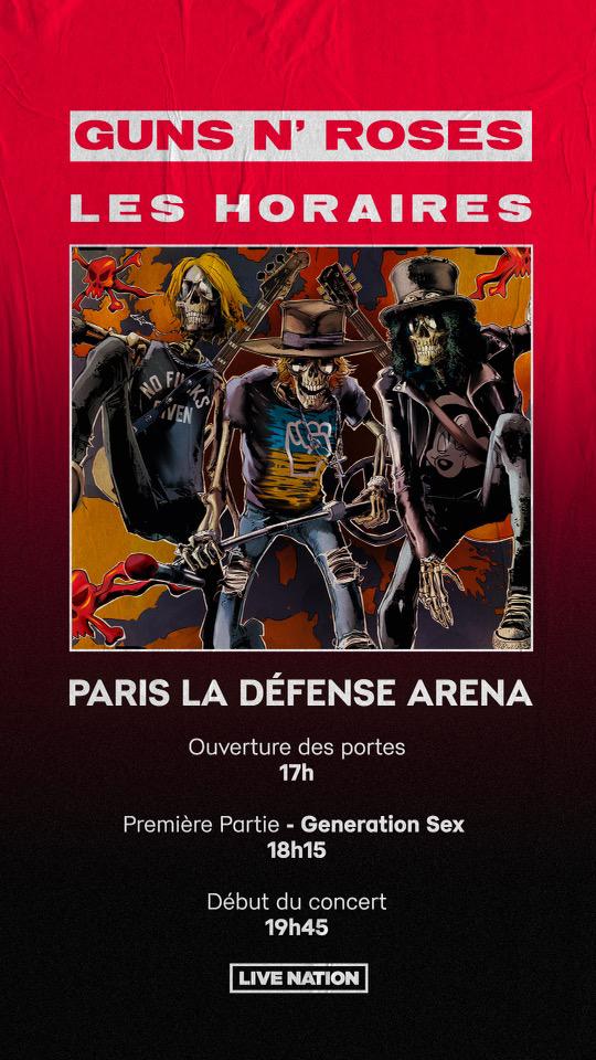 _generationsex's tweet photo. Last show tonight with @gunsnroses! We're on stage at 6.15pm - see you soon Paris 🇫🇷

#generationsex https://t.co/vifWpGQZeV
