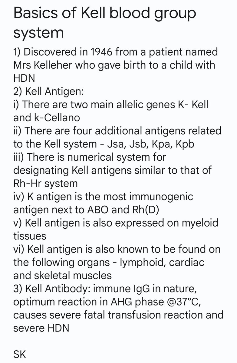 ksk_ny's tweet photo. Basics of Kell blood group system:
#bloodtransfusion
#bloodbank
#bloodgroup
#bloodtype
#transfusion
#blood
#bloodgroupsystem https://t.co/hzJk0WEIKV