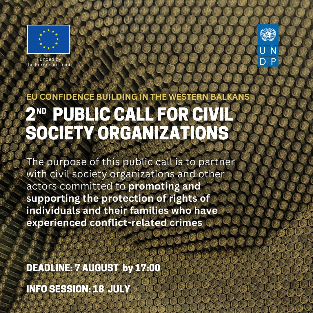 UNDP_Kosovo's tweet photo. 📢We are opening the 2nd Public Call for Civil Society Organizations under the regional @EUKosovo-funded project “EU Confidence Building in the Western Balkans.”

Find more information on the application here: https://t.co/4An86e4ezb

#UNDPEUpartnership https://t.co/7bsZKy52hc