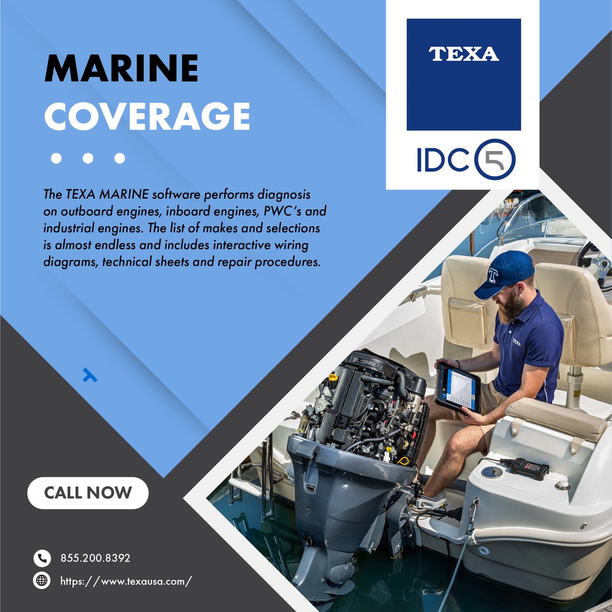 TexaUsa's tweet image. TEXA IDC5 Advanced Diagnostics and coverage for Marine inboard and outboard engines / electrical systems
texausa.com/solutions/mari…
#kingofscantools #inboard #outboard #marineengine
#marinediagnostic #boat #ship

#TEXAidc5 #AxoneVoice #txbevolution