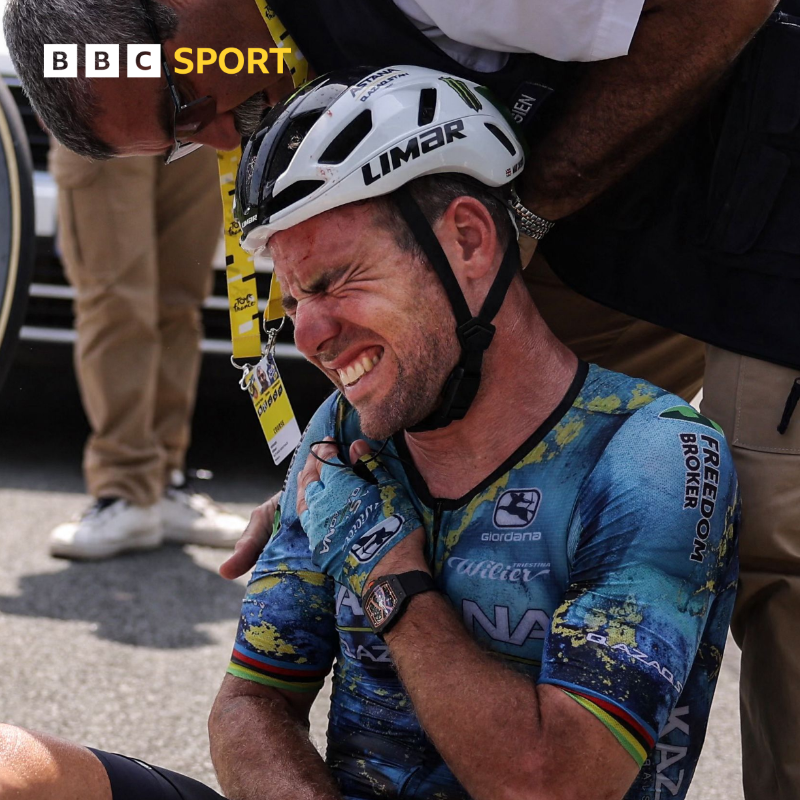 BBCSport's tweet photo. Mark Cavendish says it will take "a few weeks" to recover after having surgery on a broken collarbone.

#BBCCycling