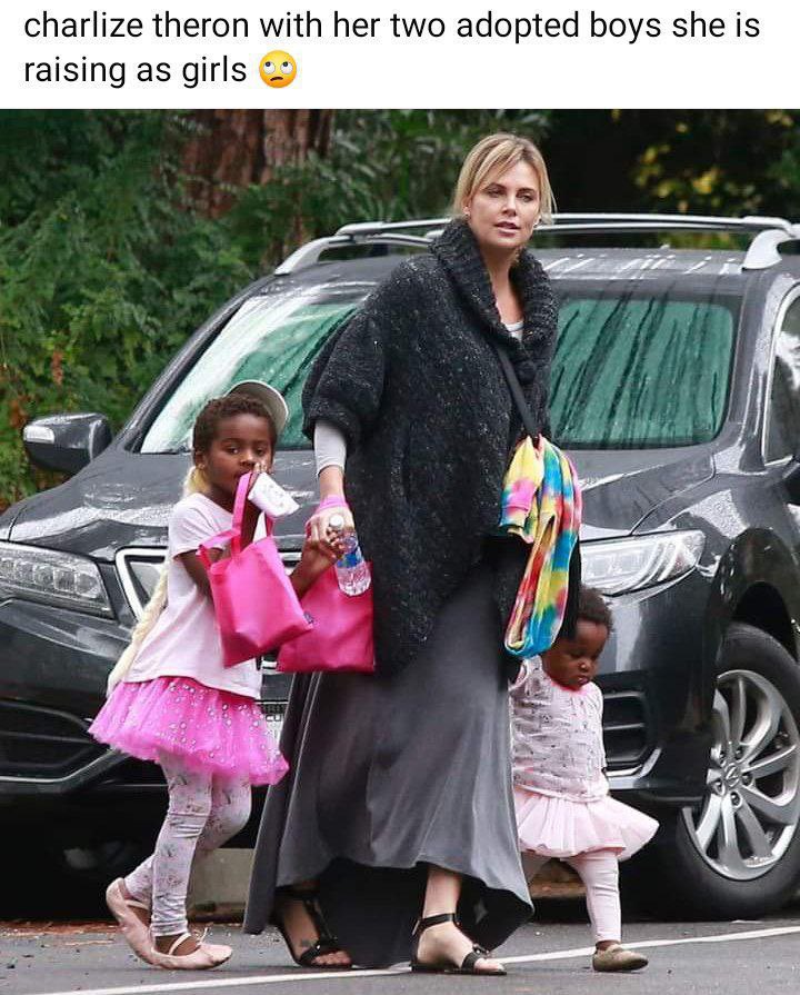 AmiriKing's tweet photo. ‘Charlize Theron says she thought she was raising a little boy, until the then-3-year-old Jackson looked at her and said: "I am not a boy!" From that moment on, the Oscar-winning actress embraced the fact that she was raising a transgender girl.’

Can’t make this shit up. https://t.co/negCCxmu4r
