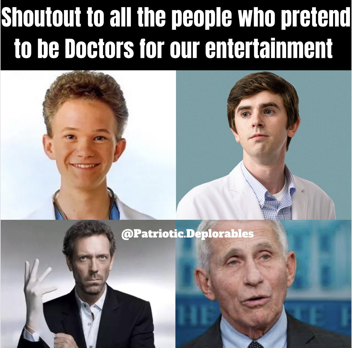 TruePatAmerican's tweet photo. All fake doctors https://t.co/kGut5Oh2bW
