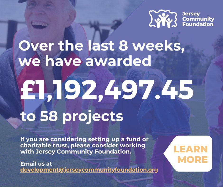 In the past 8 weeks we've awarded nearly £1.2m to 58 charitable projects. If you would like to find out more about making a donation, starting a fund or the work we do, visit our website at jerseycommunityfoundation.org/giving/ or email us at development@jerseycommunityfoundation.org #JerseyCI