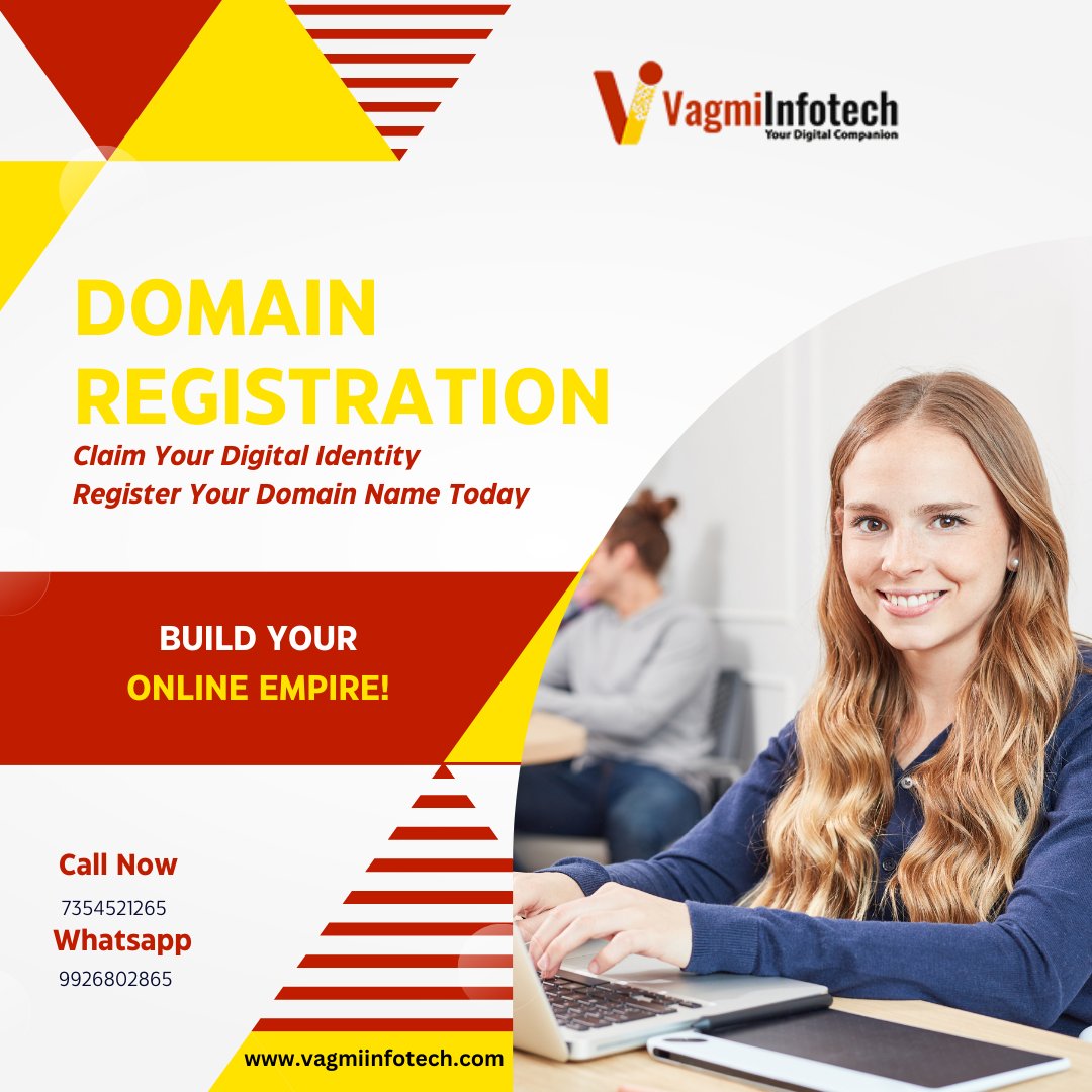 Claim Your Digital Presence Today!
Register Your Domain with Us.
Call : 7354521265
Watsapp: 9926802865
Visit: vagmiinfotech.com
#vagmiinfotech #domainregistration #onlineempire #websitedesign