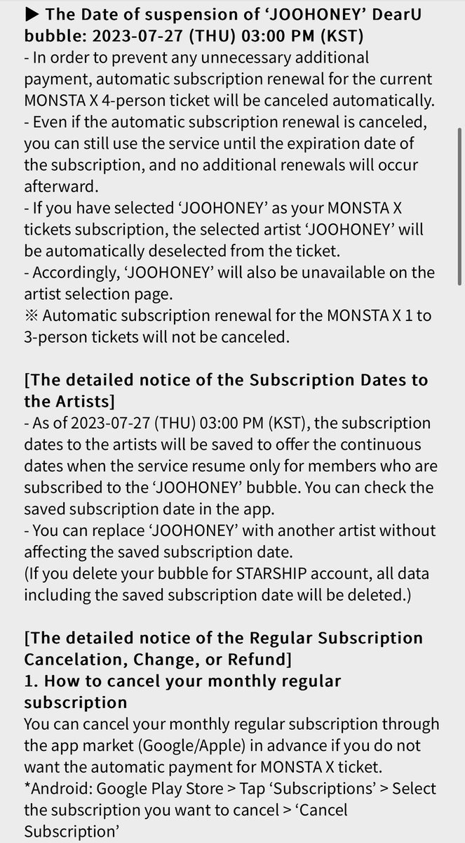 worldwide_mx's tweet image. [#wwmx_Jooheon]

STARSHIP Bubble notice for temporarily suspending Jooheon’s Bubble, from July 27th.

Please check the information below.

 #주헌 #JOOHEON