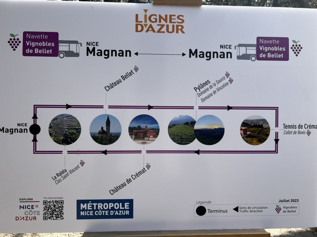 laurentchamp's tweet photo. 🍷 Nous inaugurons ce matin la Navette « Vignobles de Bellet » au départ de Magnan à 20m du tram L2, jusqu’au 26 août.
🚎Un départ toutes les 1h20 pour goûter à l’excellence des vins de #Bellet et se laisser envoûter par la magie de notre terroirs
#explorenicecotedazur #vins https://t.co/RSEWo31ejF