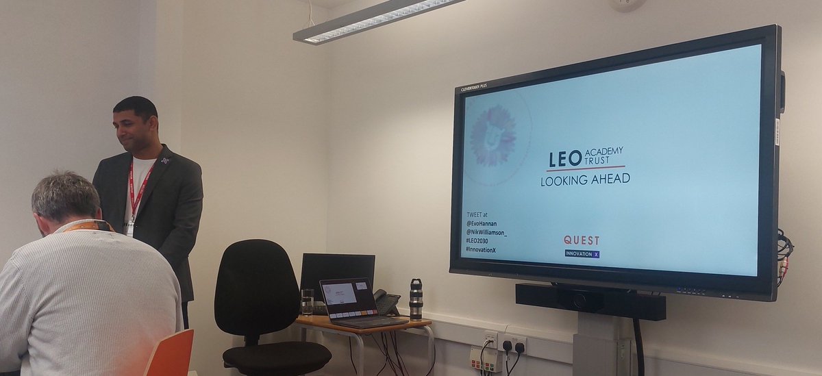 mppasl's tweet photo. Great start to the morning @EvoHannan @NikWilliamson_ reflecting on what we love about @LEOacademies and looking forward to an exciting future #LEO2023 #innovationX https://t.co/hseciJDIV2