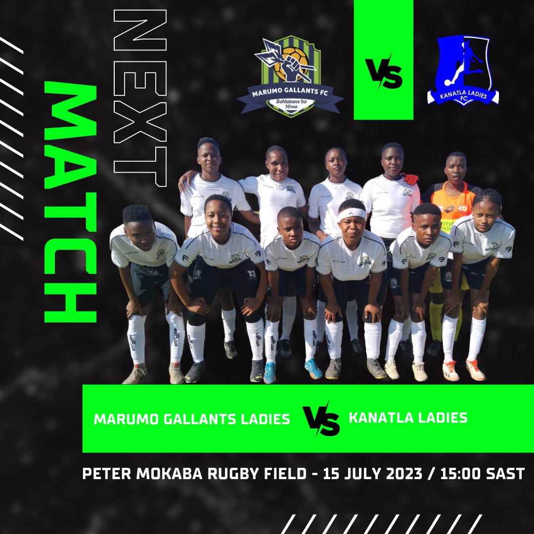 Get ready to witness an electrifying display of skill, strength, and camaraderie as our incredible ladies' soccer teams take the field! 🙌⚽ 📅 Save the Date: 15 July 2023 ⏰ Kickoff: 15:00 SAST 📍 Location: Peter Mokaba Rugby Field #MarumoGallantsLadies #MarumoGallants