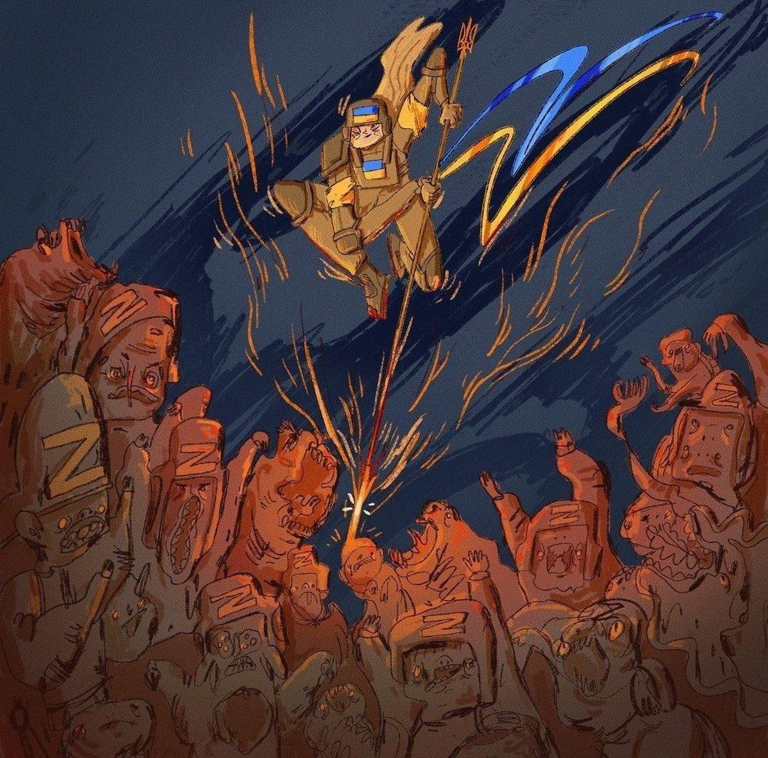 kardinal691's tweet photo. #Day505 of the 10-year war that has been going on for centuries.
We are one day closer to Victory.

Morning 💙💛

Art by: @Yurii Volianiuk

#ukraine #putinisamasskiller #putinisawarcriminal @kardinal691 https://t.co/bck4SUmORk