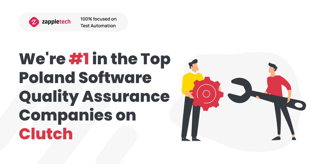 zappletech's tweet photo. Exciting News! We are thrilled to share our successes with you. ZappleTech has been recognized on the esteemed Clutch platform as one of the Top Poland Software Quality Assurance Companies! https://t.co/q2rhZ0cX8O
#softwaretesting #automation #zappletech #qa #Clutch #top1 https://t.co/bZy93RScev