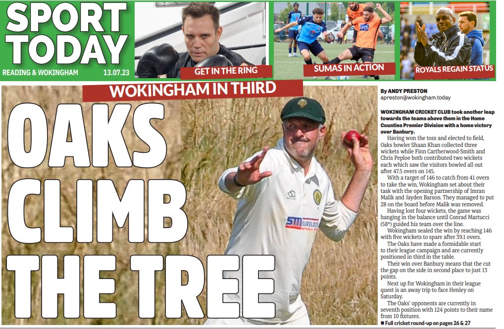 Sport.Today (@wokinghamsport) on Twitter photo ๐ฐ๐๐๐ ๐๐๐๐๐๐๏ธ
๐ <a href="/WCCcricket/">Wokingham CC</a> earn victory
๐ @wokingham_sumas pre-season action
โฝ๏ธ <a href="/ReadingCityFC/">Reading City FC</a> form partnership with <a href="/HerGameToo/">Her Game Too</a>
๐ #ReadingFC regain elite Academy status
๐ฅ <a href="/uwcb1/">UWCB</a> event this weekend
#TomorrowsPapersToday ๐ฐ๐๐๐ ๐๐๐๐๐๐๏ธ
๐ <a href="/WCCcricket/">Wokingham CC</a> earn victory
๐ @wokingham_sumas pre-season action
โฝ๏ธ <a href="/ReadingCityFC/">Reading City FC</a> form partnership with <a href="/HerGameToo/">Her Game Too</a>
๐ #ReadingFC regain elite Academy status
๐ฅ <a href="/uwcb1/">UWCB</a> event this weekend
#TomorrowsPapersToday