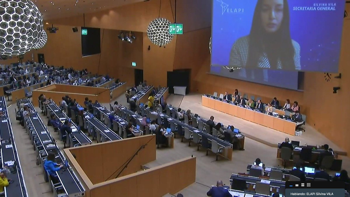 SomosELAPI's tweet photo. Nuestra Secretaria General @silvina_vila tomó la palabra en #WIPOGA para dar nuestra postura sobre el Comité de Desarrollo y PI (CDIP) #ELAPIenGA
Nuestra SG, como parte de la Mesa Directiva ELAPI, lidera la delegación.
#SomosELAPI https://t.co/Gf6GFs4Q3O