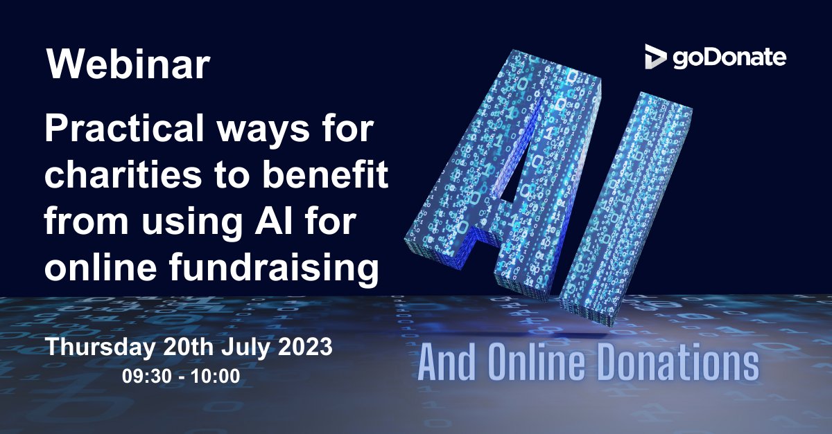 1 week to go!
Join us next Thursday morning for our webinar to hear how AI can help support your #onlinefundraising .
Register here: us06web.zoom.us/webinar/regist…

#charity #charitysupport #onlinedonations