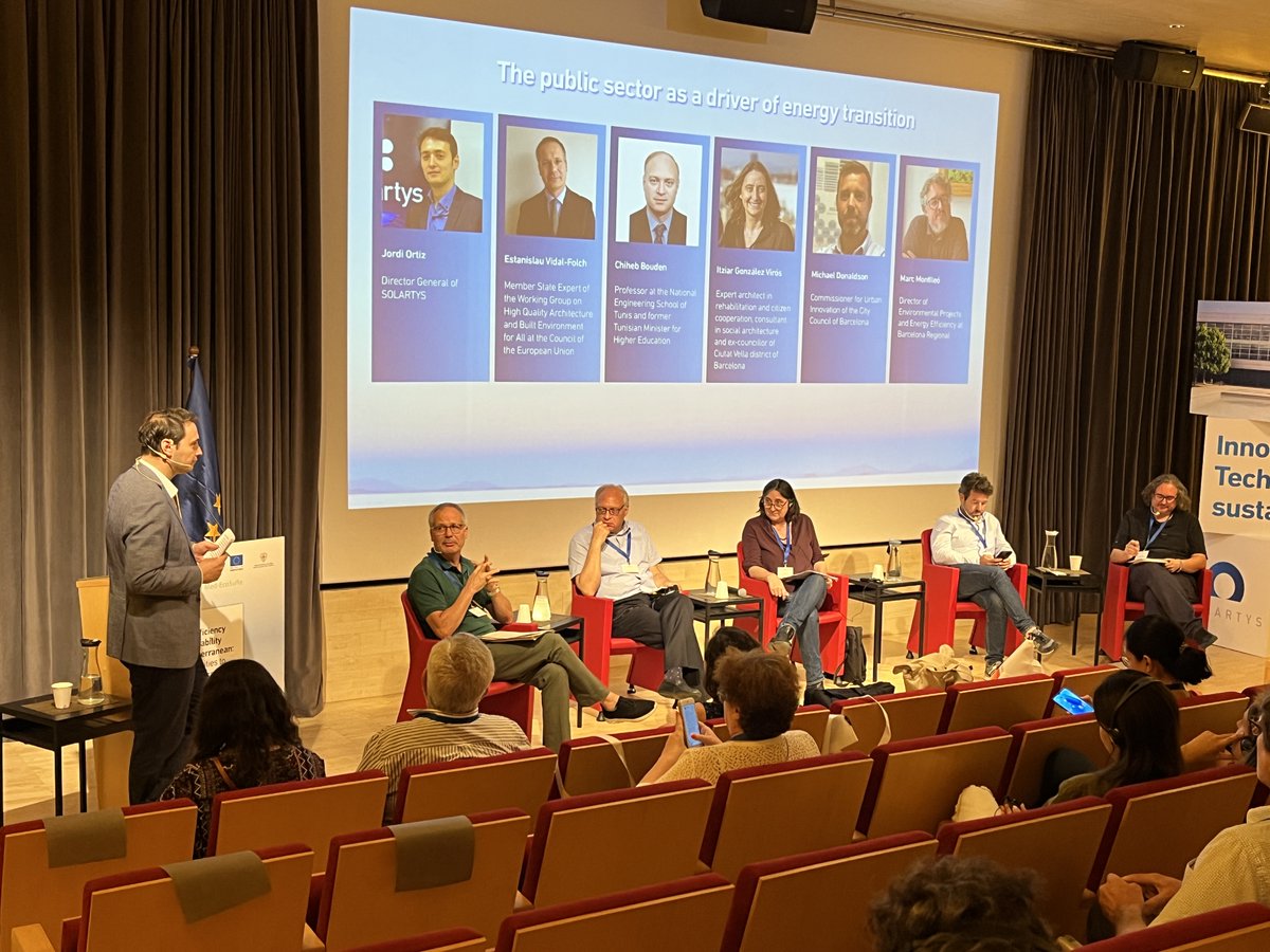 Solartys's tweet photo. 🗣️Moving on to the first round table discussion, where we'll have a debate on #sustainable policies and initiatives that are necessary to promote the use of #renewableenergy sources and #energyefficiency #technologies in the public sector
#TesMed https://t.co/h3bqCVQYlj