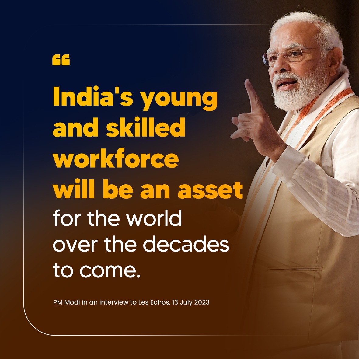India's youth, a global asset in the making!

PM Shri @narendramodi ji highlights the skilled workforce that will shape the world in the coming decades.

#YouthPower #SkilledWorkforce #GlobalLeadership