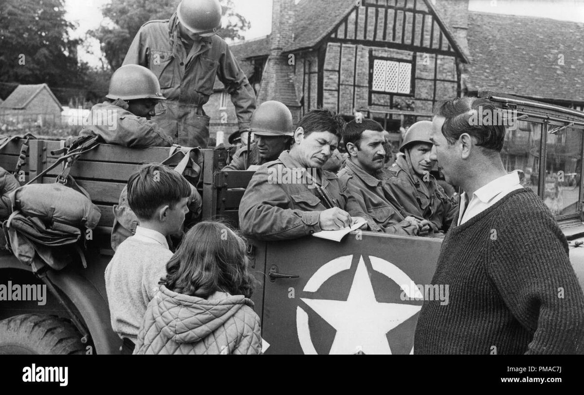 Dirty12FanPage's tweet photo. Some of the Dirty Dozen cast signing autographs for children on location in Hertfordshire during summer 1966. Were the children allowed to watch the movie though? 🤔
#DirtyDozen
#TriniLopez
#StuartCooper
#AlMancini
#CharlesBronson https://t.co/FEEeav8vT1