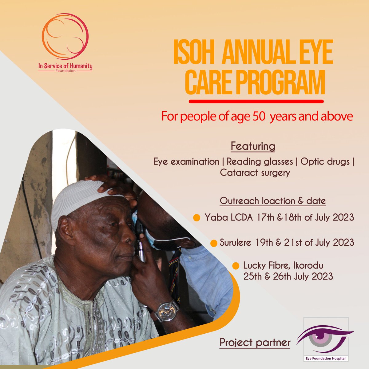 isohfoundation's tweet photo. 🌟 Join us as we brighten lives and spread the gift of vision! 🌟

We are thrilled to kick off our annual Eye Care Program, bringing eye health and happiness to three incredible communities in Lagos. 🌍✨

In collaboration with @eyefoundationng https://t.co/DaD9igEBB0